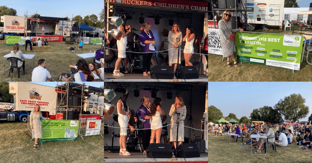 a photo collage from beccles carnival 2024  beccles got talent sponsored by hales group