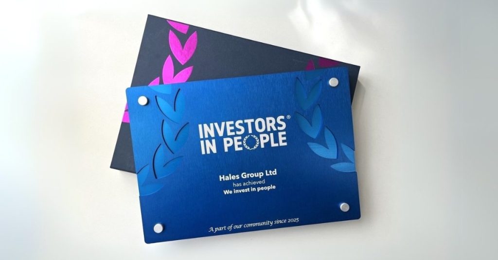 Investors in people plaque awarded to Hales Group Ltd