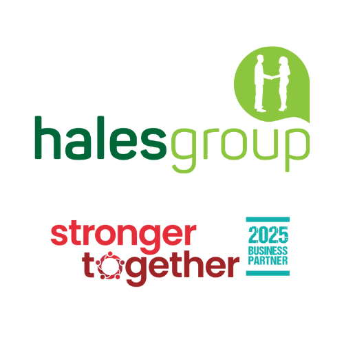 Hales Group logo with the Stronger Together logo and a '2025 Business Partner' badge.